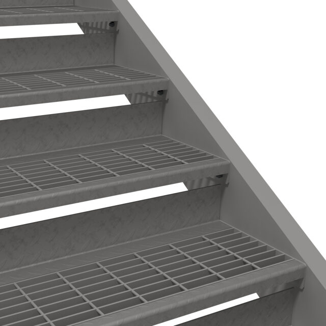 Bar Grate Stair Treads with Partially Closed Risers