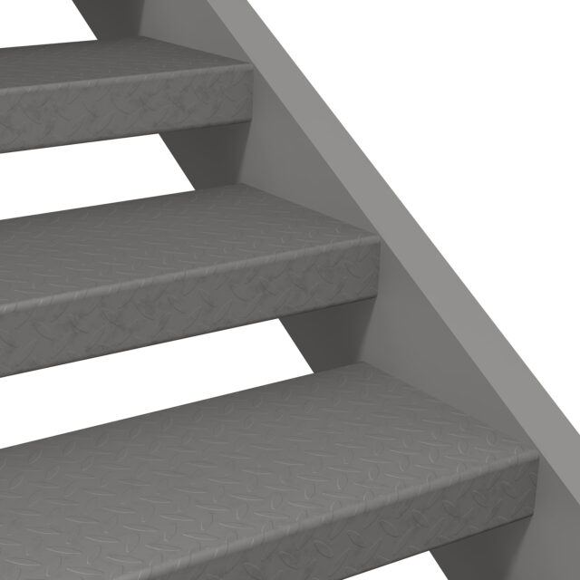 Diamond Plate Thick Stair Treads with Open Risers